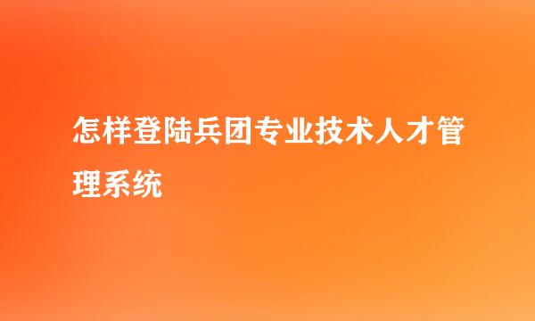 怎样登陆兵团专业技术人才管理系统