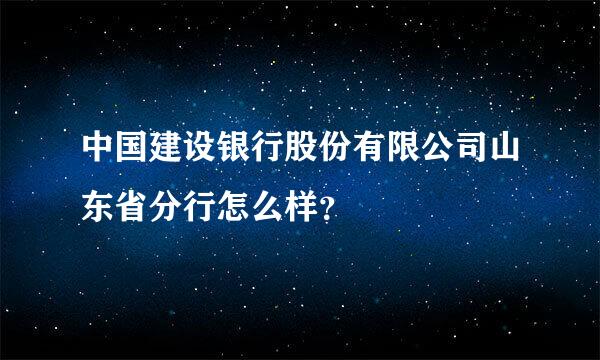 中国建设银行股份有限公司山东省分行怎么样？