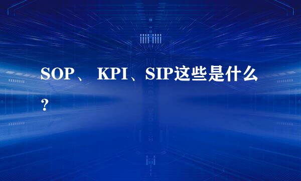 SOP、 KPI、SIP这些是什么？