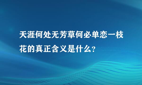 天涯何处无芳草何必单恋一枝花的真正含义是什么？