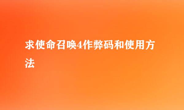 求使命召唤4作弊码和使用方法