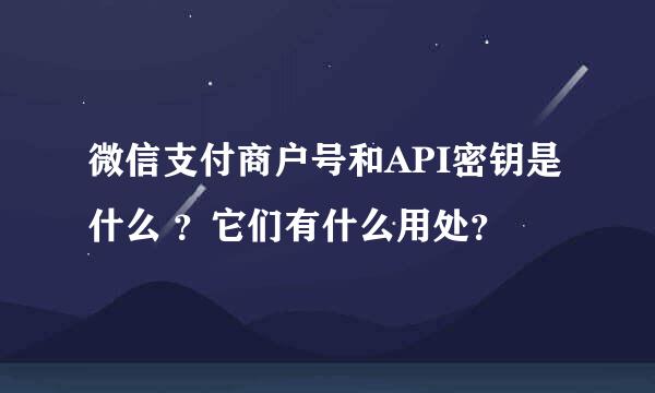 微信支付商户号和API密钥是什么 ？它们有什么用处？