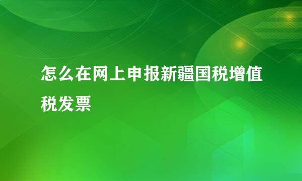 怎么在网上申报新疆国税增值税发票