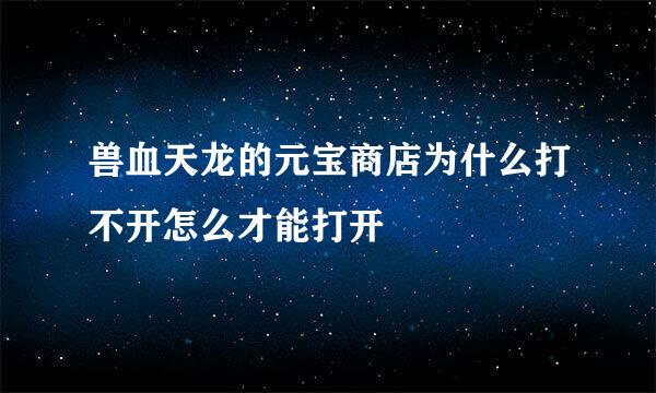 兽血天龙的元宝商店为什么打不开怎么才能打开