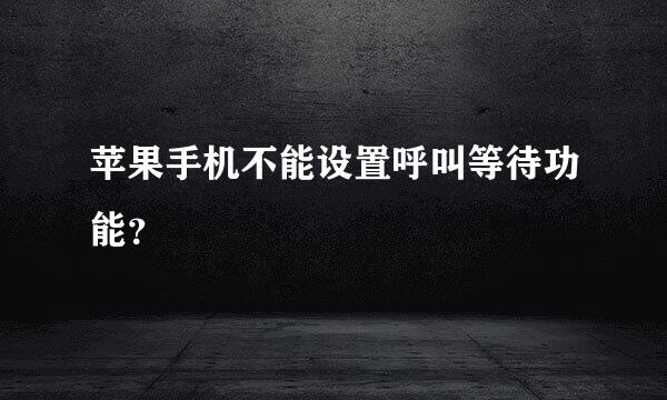 苹果手机不能设置呼叫等待功能？