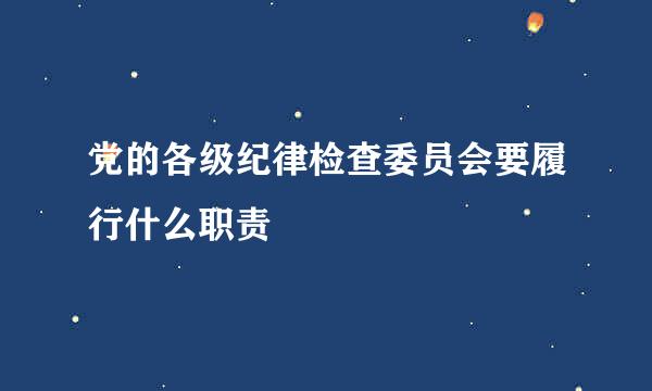 党的各级纪律检查委员会要履行什么职责