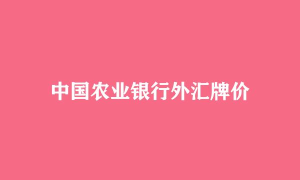 中国农业银行外汇牌价