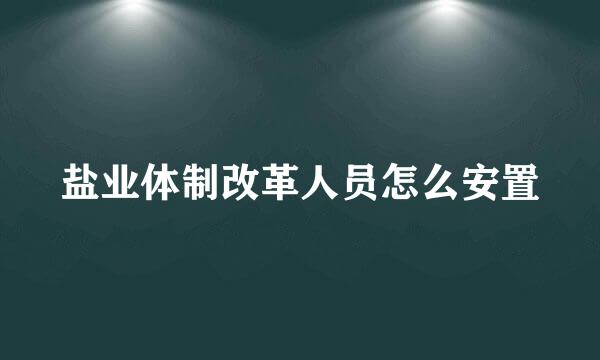 盐业体制改革人员怎么安置