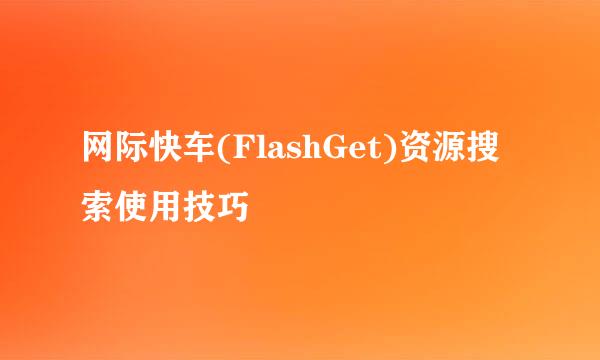 网际快车(FlashGet)资源搜索使用技巧