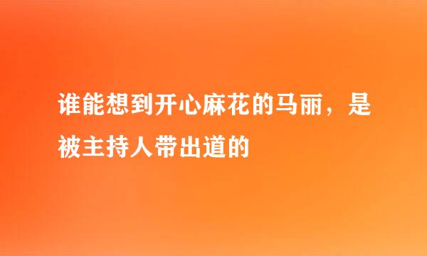 谁能想到开心麻花的马丽，是被主持人带出道的