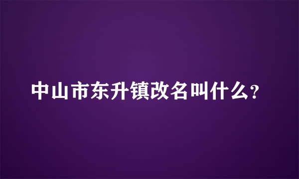 中山市东升镇改名叫什么？