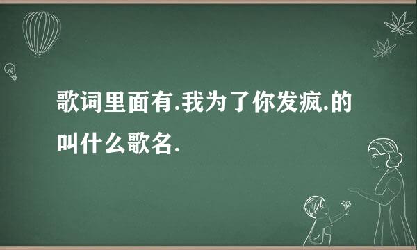 歌词里面有.我为了你发疯.的叫什么歌名.