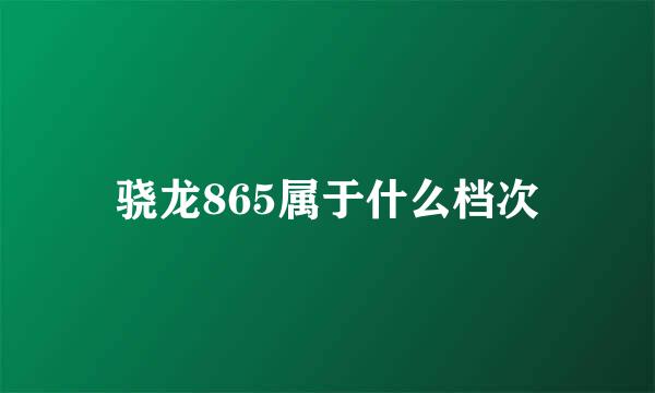 骁龙865属于什么档次