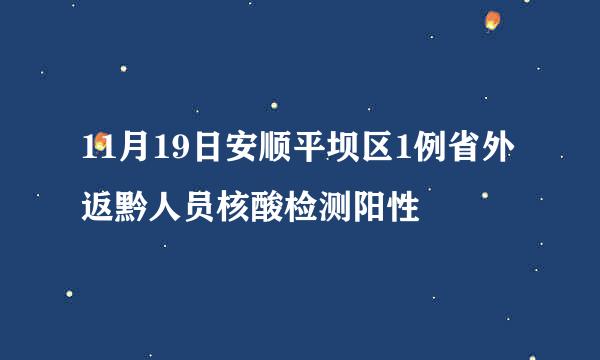 11月19日安顺平坝区1例省外返黔人员核酸检测阳性