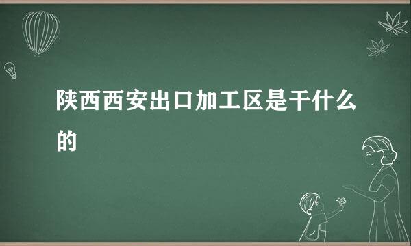 陕西西安出口加工区是干什么的