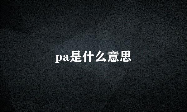 pa是什么意思