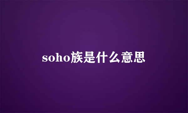 soho族是什么意思