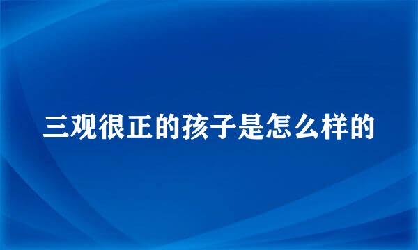 三观很正的孩子是怎么样的