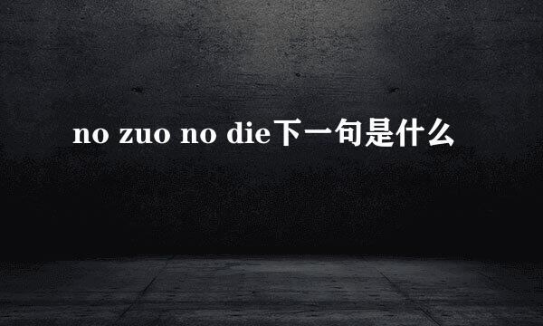 no zuo no die下一句是什么