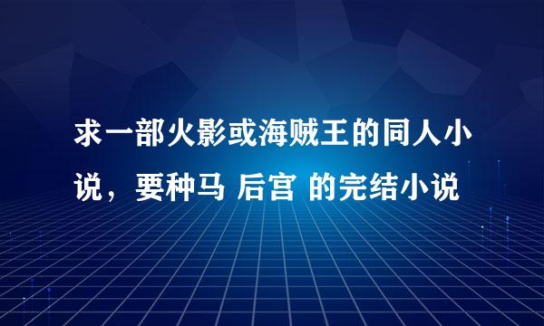 求一部火影或海贼王的同人小说，要种马 后宫 的完结小说