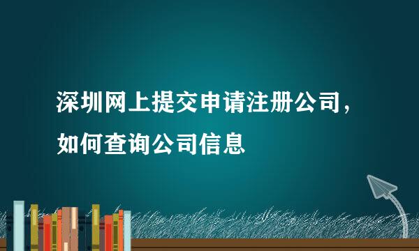 深圳网上提交申请注册公司，如何查询公司信息