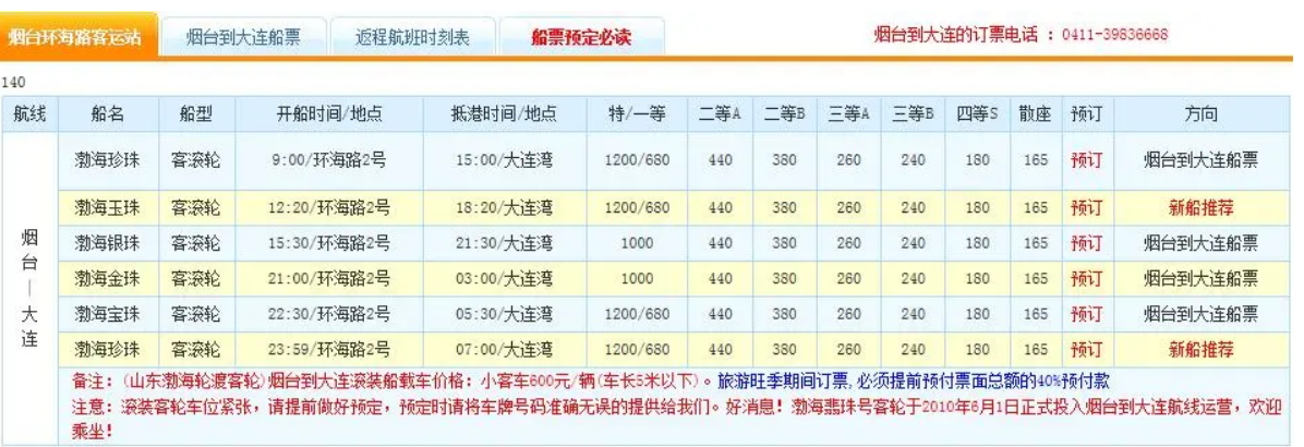 从烟台坐渡船到大连需要多长时间？