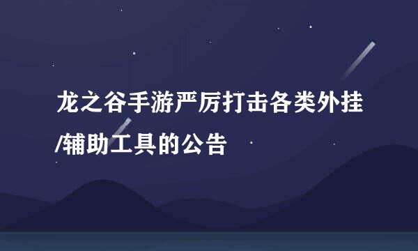 龙之谷手游严厉打击各类外挂/辅助工具的公告