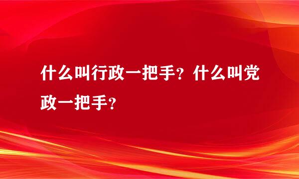 什么叫行政一把手？什么叫党政一把手？