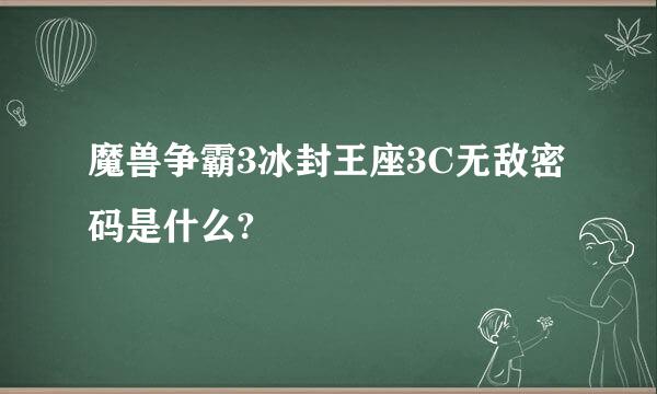 魔兽争霸3冰封王座3C无敌密码是什么?