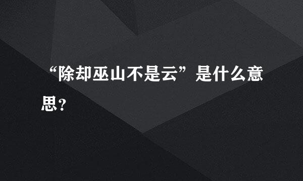 “除却巫山不是云”是什么意思？