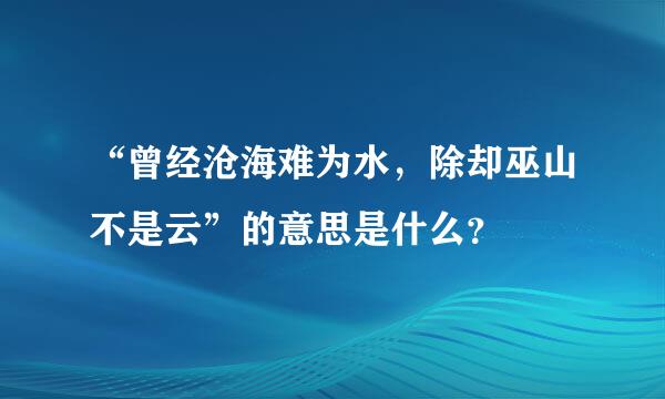 “曾经沧海难为水，除却巫山不是云”的意思是什么？