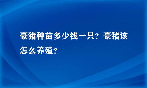 豪猪种苗多少钱一只？豪猪该怎么养殖？