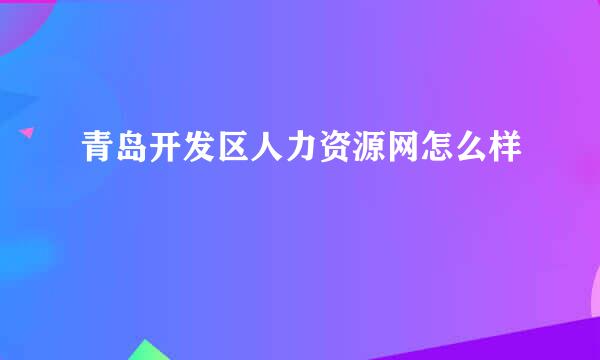 青岛开发区人力资源网怎么样