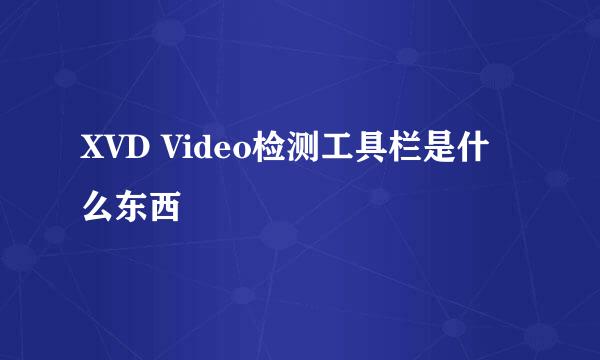 XVD Video检测工具栏是什么东西