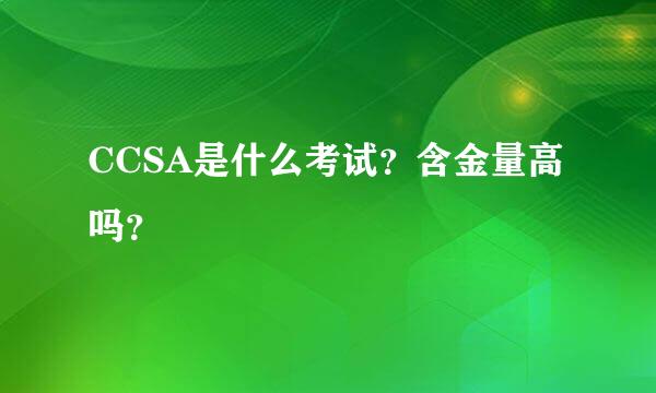 CCSA是什么考试？含金量高吗？