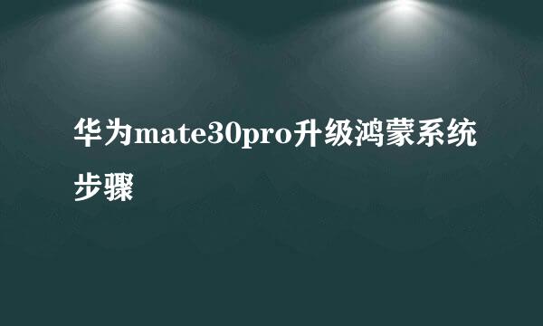 华为mate30pro升级鸿蒙系统步骤