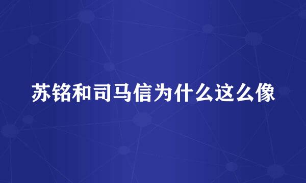 苏铭和司马信为什么这么像