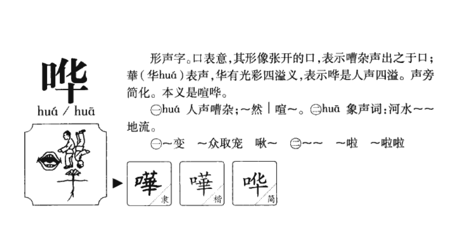 哗的拼音和组词