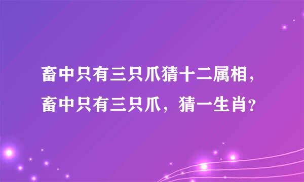 畜中只有三只爪猜十二属相，畜中只有三只爪，猜一生肖？