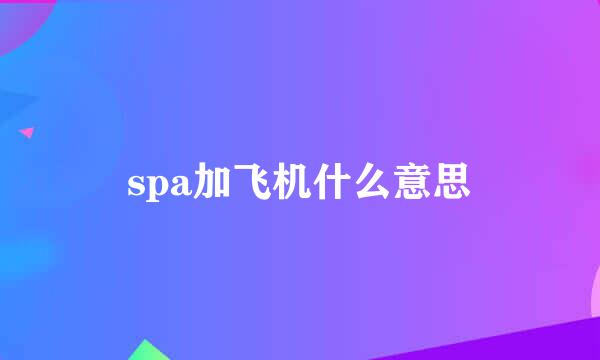 spa加飞机什么意思