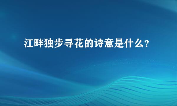 江畔独步寻花的诗意是什么？