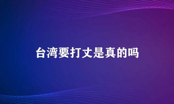 台湾要打丈是真的吗