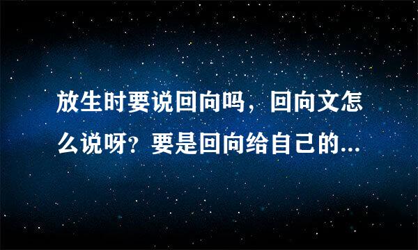 放生时要说回向吗，回向文怎么说呀？要是回向给自己的小孩应该怎样回向