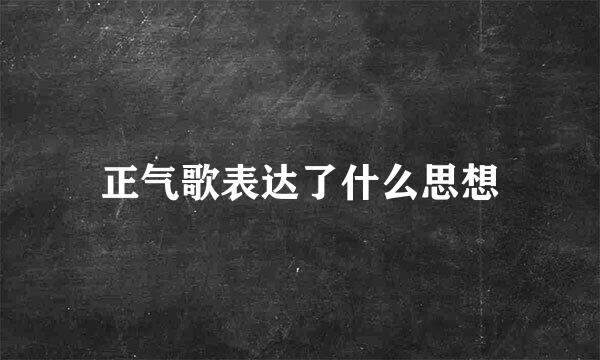 正气歌表达了什么思想