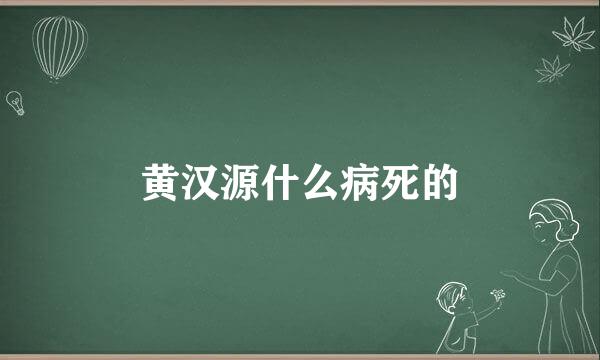 黄汉源什么病死的