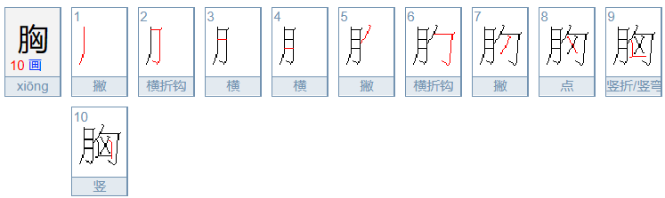 胸字组词