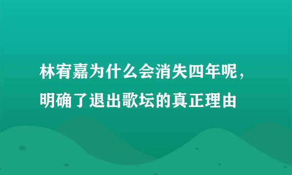 林宥嘉为什么会消失四年呢，明确了退出歌坛的真正理由