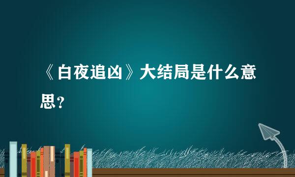 《白夜追凶》大结局是什么意思？