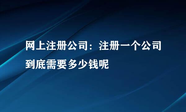 网上注册公司：注册一个公司到底需要多少钱呢