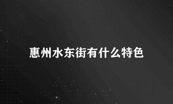 惠州水东街有什么特色